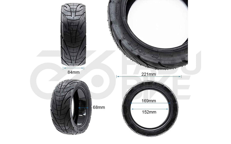 Tubeless Cityroad Reifen 80/65-6 für E-Scooter | Mit Gel