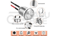 Universal Metall Drucktaster 12 mm IP65 Wasserdicht (Momentary)